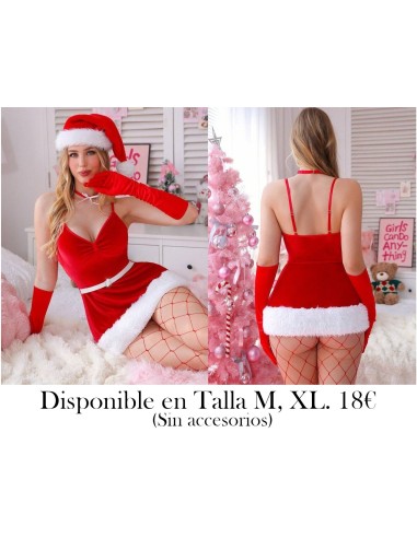 vestido navideño sexy para mujer sin mangas corto, no incluye accesorios - 1 VESTIDO ROJO NAVIDEÑO CORTO
