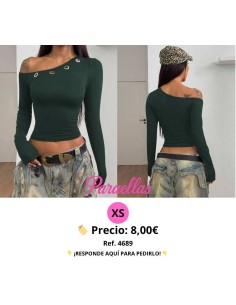 Camiseta de manga larga ajustada con decoración de ojales