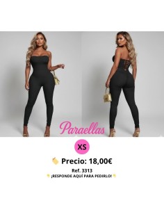 Enterizo negro de uso diario simple de unicolor para mujeres