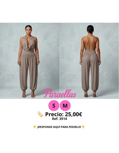 Enterizo beige largo escote profundo