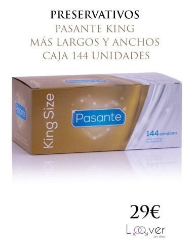 PASANTE PRESERVATIVOS KING MÁS LARGOS Y ANCHOS CAJA 144 UNIDADES