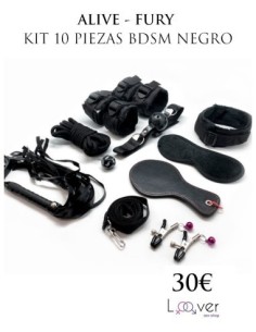 ALIVE - FURY KIT 10 PIEZAS BDSM NEGRO