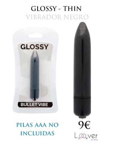 GLOSSY - THIN VIBRADOR NEGRO