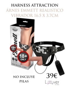 HARNESS ATTRACTION ÁRNES EMMETT REALISTICO VIBRADOR 16.5 X 3.7CM