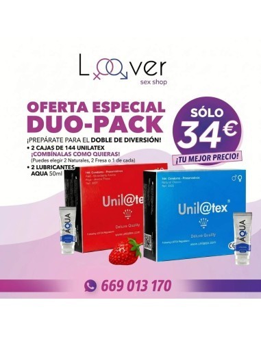 COMBO UNILATEX 2 CAJAS CON 2 LUBRICANTES AQUA DE 50ML
