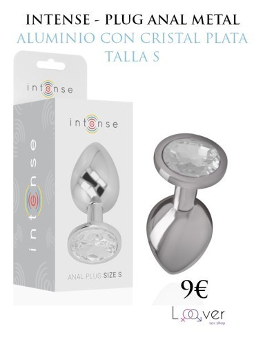 INTENSE - PLUG ANAL METAL ALUMINIO CON CRISTAL PLATA TALLA S