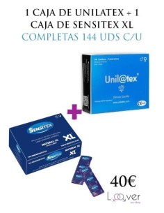 COMBO CAJA UNILATEX + CAJA SENSITEX XL - COMPLETAS 144 UDS C/U -  2 CAJAS