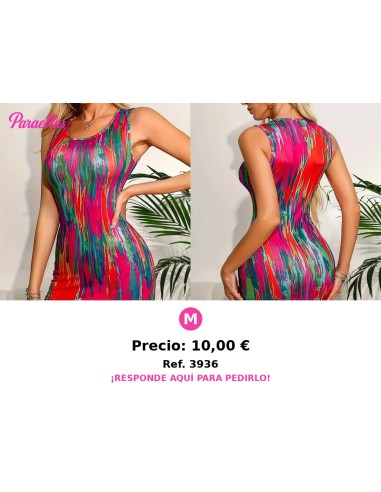 Vestido ajustado sin mangas con estampado de teñido VESTIDO COLORES CORTO