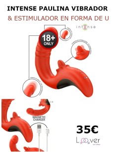 INTENSE - PAULINA VIBRADOR & ESTIMULADOR EN FORMA DE U ROJO