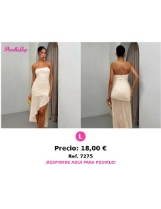 Vestido tubo de mujer elegante de unicolor VESTIDO BEIGE LARGO