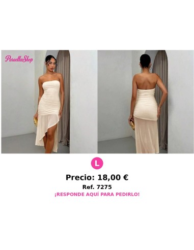 Vestido tubo de mujer elegante de unicolor VESTIDO BEIGE LARGO