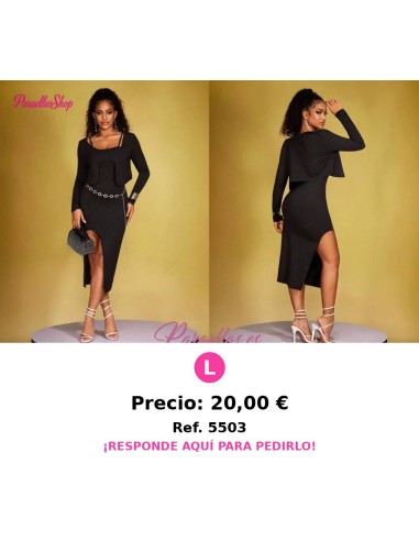 Vestido Negro De Tirantes Ajustado Con Chaqueta