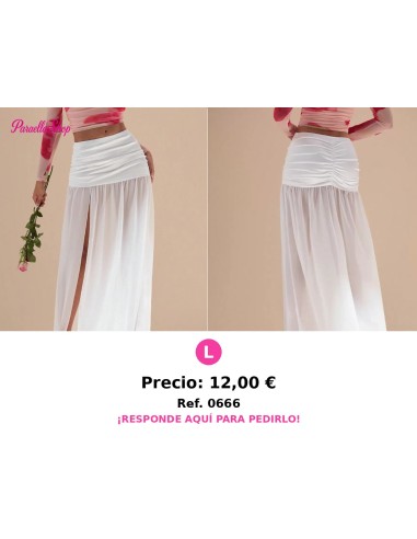 Falda bustier blanca de ajuste ceñido, de cintura baja, con empalmado de satén y gasa - FALDA BLANCA MALLA