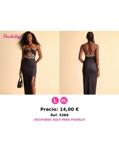 Vestido de vacaciones de mujer de punto ajustado con estampado de posicionamiento - VESTIDO NEGRO LARGO