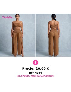 Conjunto marron largo top strapless