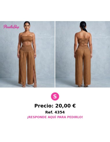 Conjunto marron largo top strapless