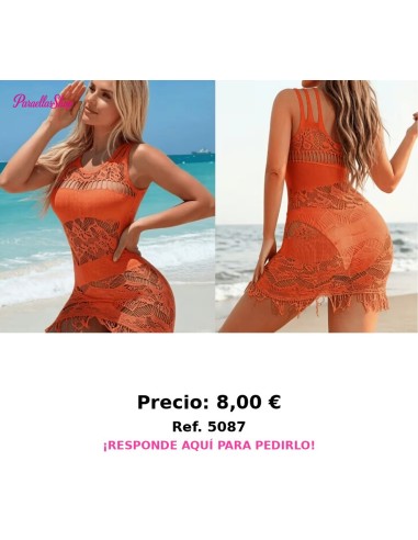 Vestido malla naranja  sin bikini