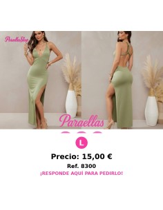 Vestido verde largo de verano con escote bajo