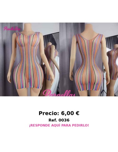 Un sexy vestido malla multicolor de lencería