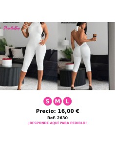 Mono de mujer con cuello halter, espalda descubierta y plisado,