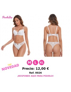 Elegante conjunto de lencería de dos piezas en color blanco,