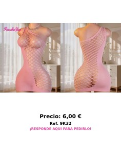 Vestido malla rosa sin bikini