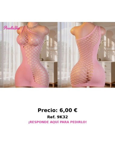 Vestido malla rosa sin bikini
