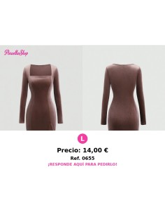 Vestido elegante de terciopelo de manga larga - VESTIDO MARRON CORTO MANGA LARGA