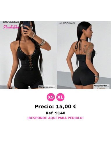 Mono informal de mujer con escote halter, cuello en V profundo