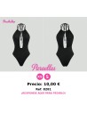 Body negro con cuello redondo, corte delantero