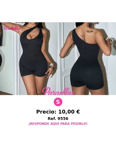 Enterizo negro corto casual sin mangas con diseño calado