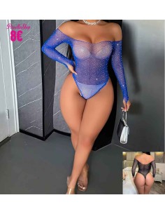 Body sexy con purpurina, sin costuras
