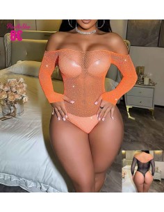 Body sexy con purpurina, sin costuras