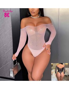 Body sexy con purpurina, sin costuras