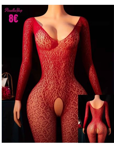 Enterizo malla leopardo rojo