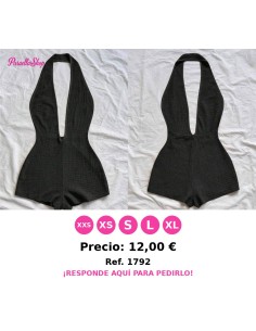 Enterizo negro escote en V profundo y espalda descubierta, ajustado