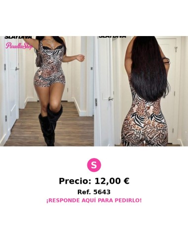 Mono sin mangas de corte ajustado para mujer con estampado de leopar