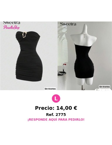 Vestido corto ajustado y sin tirantes