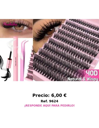 KIT DE PESTAÑAS 200 PIEZAS 40D + PEGAMENTO Y PINZAS