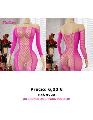 Vestido malla fucsia sin bikini