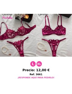 Conjunto De Lencería Sexy De Malla Bordada