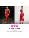 Vestido rojo largo ajustado con diseño calado