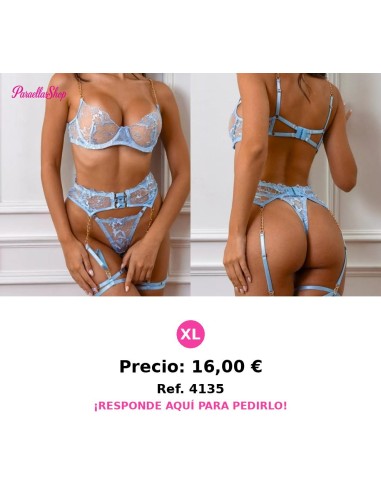 Conjunto de lencería de encaje floral transparente