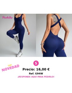 Enterizo azul deportivo tiras cruzadas