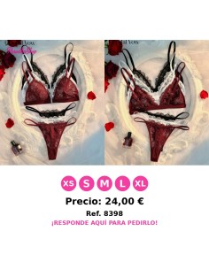3 Conjunto de lencería de 6 piezas con encaje sexy y patchwork