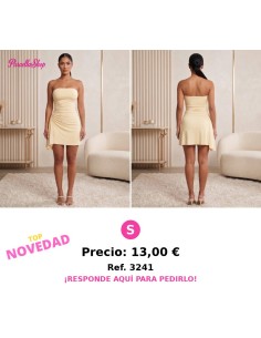 Mini Vestido Strapless con Drapeado Asimétrico