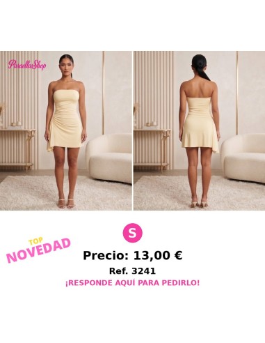 Mini Vestido Strapless con Drapeado Asimétrico