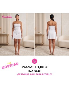 Mini Vestido Strapless con Drapeado Asimétrico