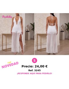 Mono Romper blanco con Superposición Transparente