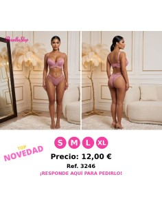 Set de Sujetador y Braguita con Detalles de Tiras y Encaje
